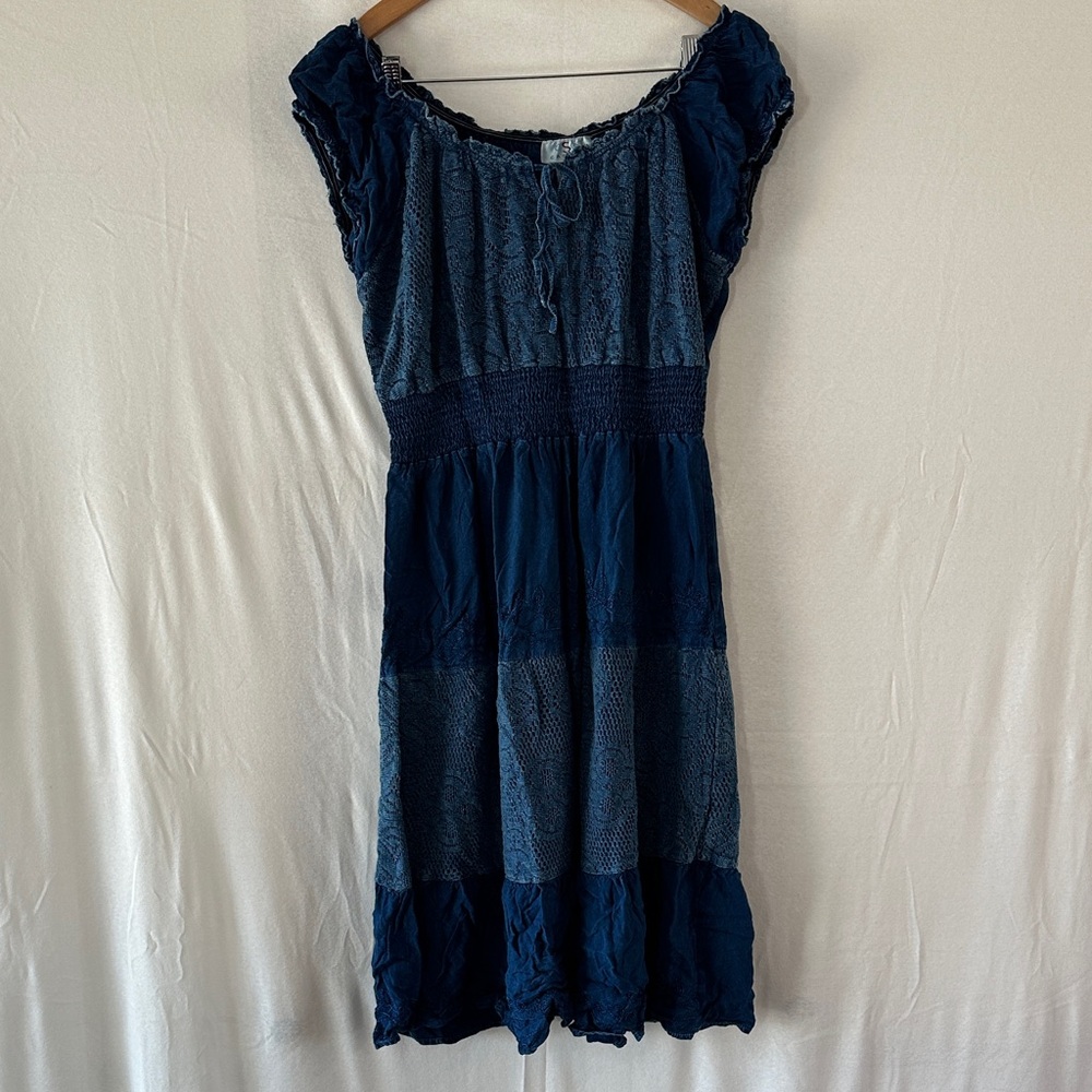 Elegant Indiglo Blue Bohemian Women's Dress
